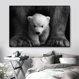 tableau photo noir et blanc bébé ours blanc