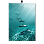 tableau océan dauphins sous l’eau