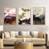 Alpine Flying Crane Abstract Posters and Prints Japanese 