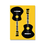 tableau piano sur fond jaune