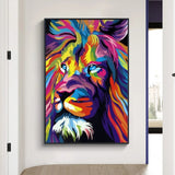 Tableau lion Visage multicolore