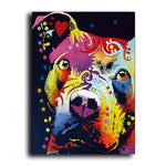 tableau multicolore grand chien