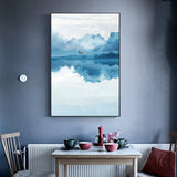 tableau peinture brume et montagne