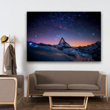 tableau ciel orange rose et étoiles