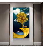 tableau peinture arbre magique en or
