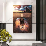 tableau reflet grand lion