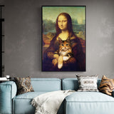 tableau de Mona Lisa avec un chat