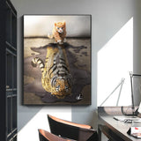 tableau chat gros reflet du tigre
