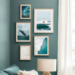 Turquoise Ocean Wave Dolphins Nature Scene Gallery Posters 