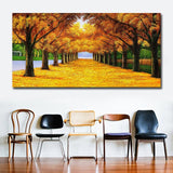 tableau rangée arbre jaune