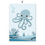 Whale Octopus Hippocampus Turtle Animal Nursery Art Canvas 