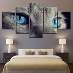 tableau peinture animal yeux bleue