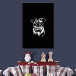 Tableau chien Dessin blanc fond noir