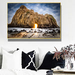 tableau grand rocher sur la plage