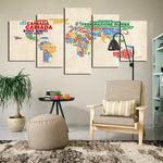 Tableau carte du monde nom des pays coloré | La maison des tableaux