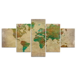cadre carte du monde végétale 5 pièces 