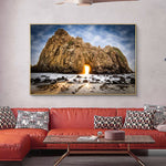 tableau grand rocher sur la plage