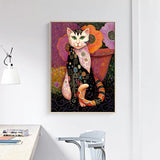 tableau peinture chat bougeoirs