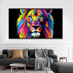 cadre lion multicolore