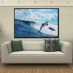 Modern Seascape The Cute Dolphin Oil Painting on Canvas 
