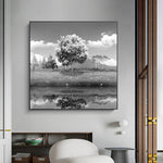 tableau arbre photo en noir et blanc