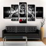 tableau femme dark piano et rose