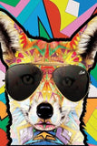 Tableau chien Coloré lunette de soleil