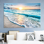 tableau plage et mer bleue