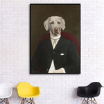 tableau chien costume rouge