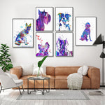 tableau abstrait chien violet