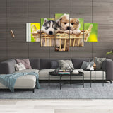 tableau chiots dans le panier