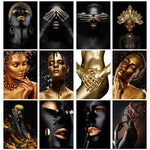 tableau fond noir femme africaine