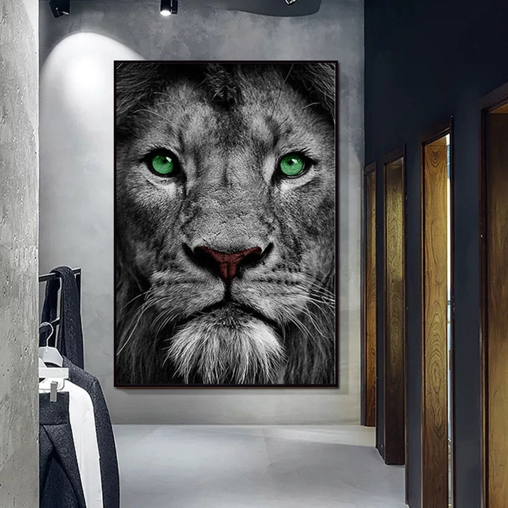 AIVYNA Noir Blanc Animaux Tigre Lion Murale Art Toile Tableau Peinture Affiche Et Murale Tableaux Salon Decoration Decoration À La Maison Sans Cadre-40×60cm×2pcs