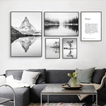 tableau photo montagne en noir et blanc