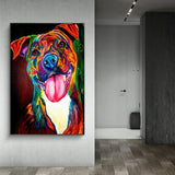 tableau multicolore chien