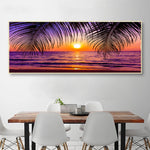 tableau plage ciel rose