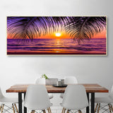 tableau plage ciel rose