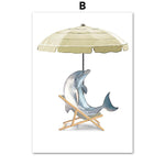 tableau parasol et dauphin