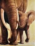 Tableau peinture réaliste éléphante