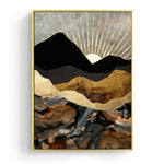 Affiche japonaise montagne noire abstraite
