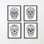 tableau skull mexicain fond blanc