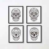 tableau skull mexicain fond blanc