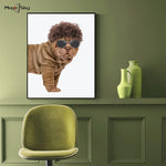 tableau chien touffe de cheveux