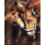 Tableau peinture cheval et bébé