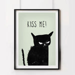 tableau chat noir kiss me