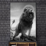 tableau photo lion majestueux noir et blanc