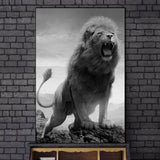 tableau photo rugissement noir et blanc