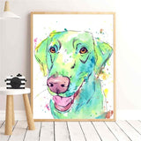 Watercolor Dog Splash Artwork Wall Art Canvas Painting 