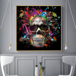 tableau skull multicolore