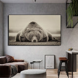 tableau photo d’un ours en noir et blanc